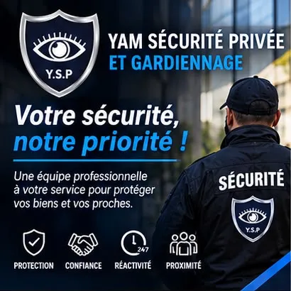 Visuel de présentation YSP : agent de sécurité devant un bâtiment